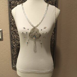 ABS by Allen Schwartz Embellished Rib Knit Tank Top